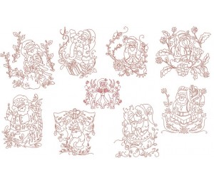 Stickserie - Decorative Santa Redwork